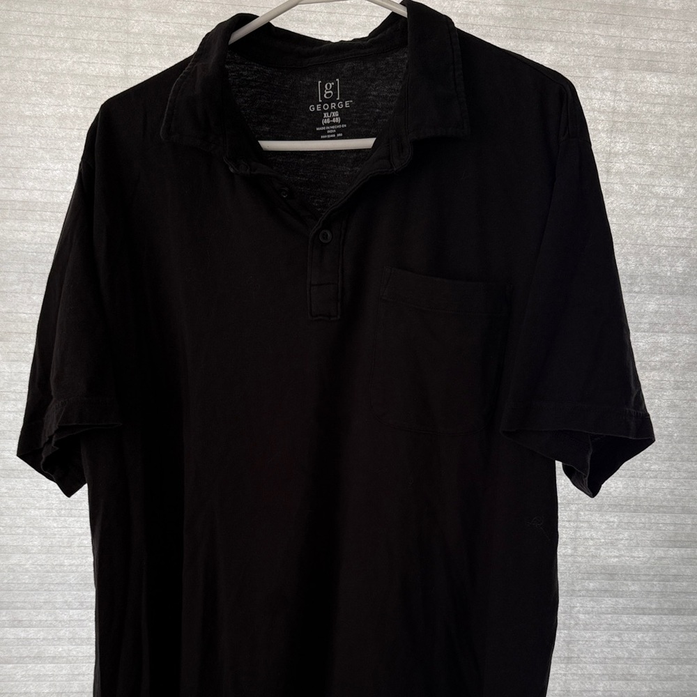 George Black Short-Sleeve Polo with Chest Pocket